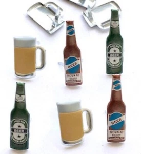 BEER BRADS Mugs Bottles Alcohol Scrapbooking Card Making Stamping - Picture 1 of 1