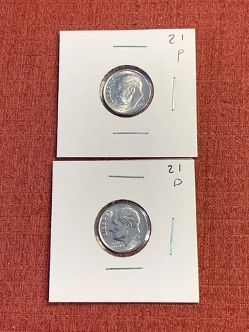 2021 P D Roosevelt Dimes (Free Shipping) From Loomis Bank Rolls Nice Looking Cover