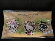 Sanrio x Lootcrate Hello Kitty My Melody and Chococat Embroidered Pin Set NEW