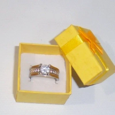 Anillo de cóctel de boda de 1 quilate de plata de ley 925 de titanio QC Foto 1 de 4