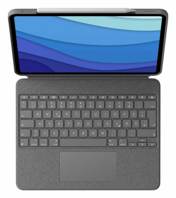 Logitech Combo Touch Custodia con Tastiera per 12,9" Apple iPad Pro 5a Gen. - Oxford Grey (Tedesco, QWERTZ)