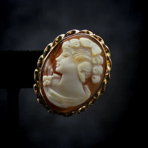Vintage Estate 12k GF Gold Filled Classical Cameo Pendant Brooch Pin Signed A&Z - Picture 1 of 10