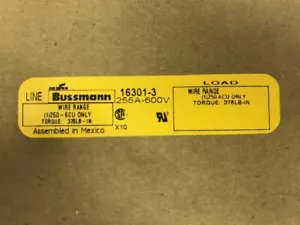BUSSMANN 16303-3 / 163033 POWER DISTRIBUTION BLOCK 310A 3P 6AWG-350 MCM 600V - Picture 1 of 2