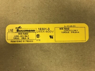 BUSSMANN 16303-3 / 163033  POWER DISTRIBUTION BLOCK 310A 3P 6AWG-350 MCM 600V - Image 1 of 2