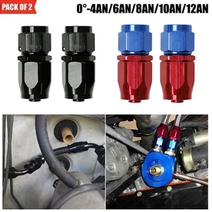 2Pcs 4/6/8AN/10AN Straigh Swivel Oil/Fuel/Air/Gas Line Hose End Fitting Elbow 0 - Picture 1 of 7