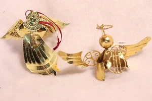 2 Gold Metal Angel Ornaments Pier One & Midwest - Picture 1 of 10