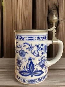 BMF Stary kufel do piwa Porcelana KOBALT ZINN 92 Made in Germany. - Zdjęcie 1 z 11