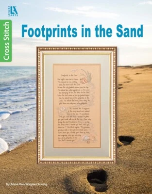 Cross Stitch Pattern FOOTPRINTS in the SAND ~ Timeless Poem ~ Inspiring Words - Image 1 of 3