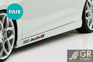 PAIRE d'autocollants autocollants Audi Racing Sport S Line 11" emblème logo NOIR/ROUGE - Photo 1/2