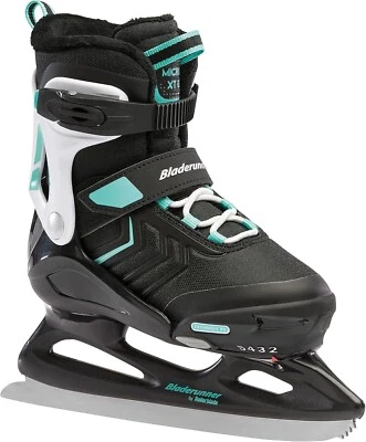 Bladerunner Micro Ice XT Niñas Patines de Hielo Junior Ajustables Negro/Verde azulado 5-8 NUEVO Foto 1 de 4