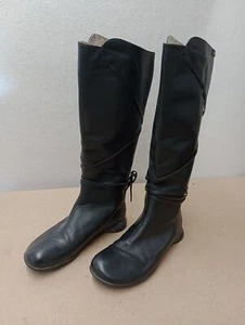 Camper Black Leather Multi Strap Boots UK 5 EU 38 mid calf below knee - Picture 1 of 12