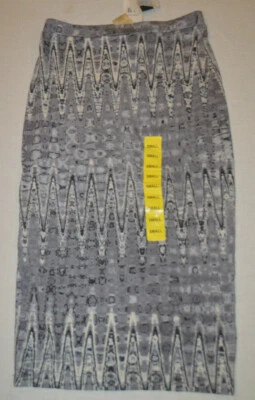 Saia Midi Feminina Matty M Cinza Geo Pull On Elástica Reta Lápis XS,S,M - Imagem 1 de 3