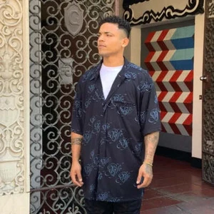 Men's Pelle Pelle Navy | Sky Blue Signature Button Down Shirt NWT - Picture 1 of 5