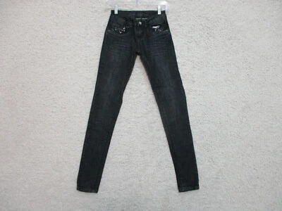 LA Idol Jeans 24x31 Womens Black Denim Skinny Leg Stretch Casual Mid Rise Dark - Image 1 of 4