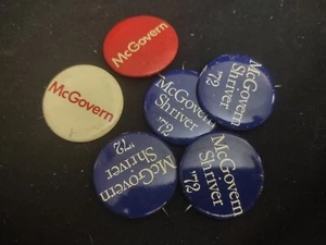 Set of 6 Vintage 1972 George McGovern Presidential Campaign Buttons - Picture 1 of 4