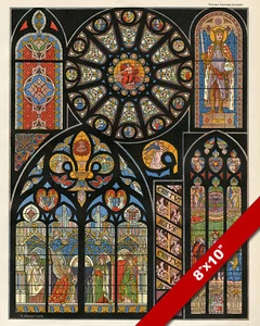 STAINED GLASS CATHEDRAL OF NOTRE DAME PARIS REIMS REAL CANVAS ART PRINT - Picture 1 of 4