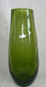 Blenko Green Vase 6744 Bubbles 13.75” - Picture 1 of 12