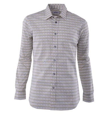 MOSCHINO Classic Cotton Shirt Beer Bottles Print White Yellow 04374 - Image 1 of 3