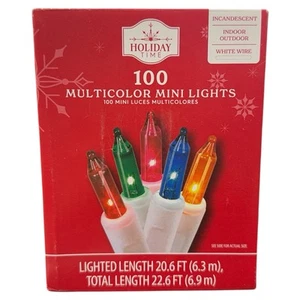 100 Multicolor Mini Christmas Lights - White Wire - 20 Ft - Xmas Holiday - Picture 1 of 3