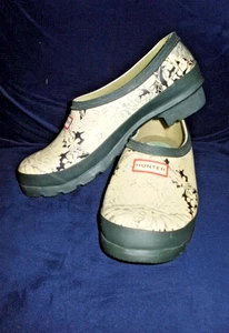 Hunter Garden Shoes Slip Ons Clogs Waterproof Toile Pattern Size 6 New w/o Box - Picture 1 of 6
