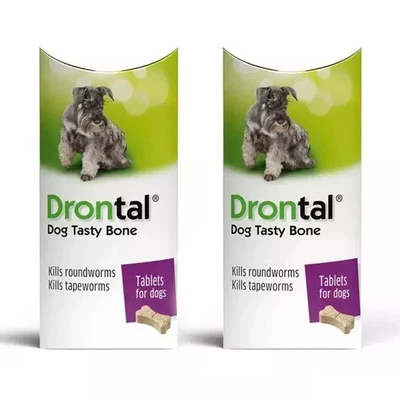 BRANDED TWO X Tasty Bone Flavour Dog Wormers - 2 x Worming Tablets for Dogs -