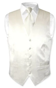 Biagio Men's SILK Dress Vest & NeckTie OFF-WHITE / IVORY Color Neck Tie Set XL - Picture 1 of 5