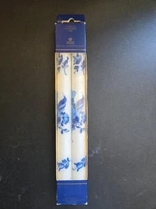 Royal Copenhagen Stearin Wax Blue & White 10" Taper Candles -Vintage - NEW - Picture 1 of 7