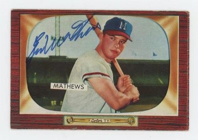 Eddie Mathews Signed 55 Bowman Card #103 Auto with B&E Hologram - Image 1 of 2
