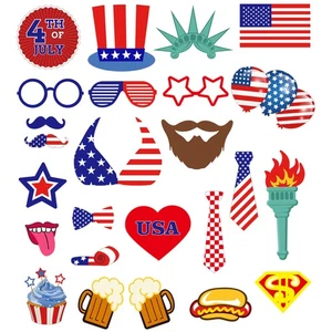 25pcs 4th of July Photo Booth Props DIY Kit for Independence Day Party - Picture 1 of 4