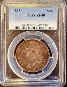 1835 50c Capped Bust Silver Half Dollar PCGS XF40 - Picture 1 of 2