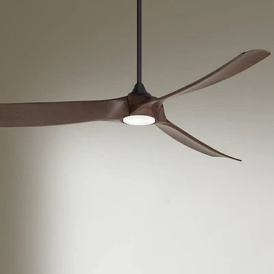 70" Casa Vieja Kona Wind Black-Walnut LED Damp Ceiling Fan with Remote - Image 1 of 4