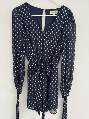 Mono mameluco de mujer azul marino a lunares manga larga lámina dorada - talla M Foto 1 de 4