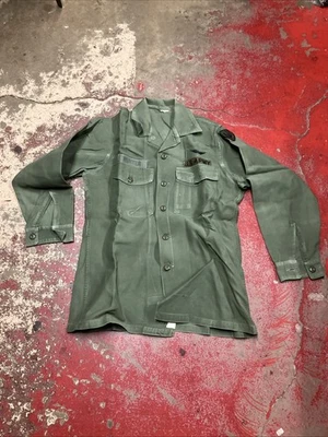 Vintage US Military Shirt Mens M Green Utility Surplus OG 507 Lot 35 - Image 1 of 4