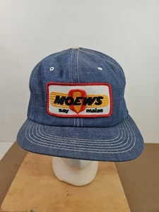 Vintage Moews Say Maize Denim Trucker Hat Snapback Patch K-Brand - Picture 1 of 6