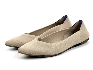 ROTHYS The Point Flats Womens Size 9.5 Ecru Tan With Tortoise Shell Sole  - Picture 1 of 12