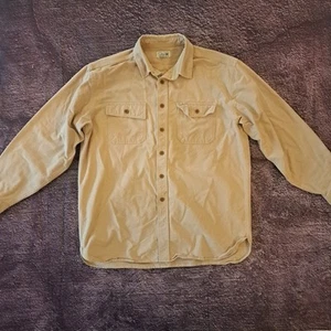 Camisa de franela de lona pesada vintage LL bean para hombre color tostado - Imagen 1 de 6