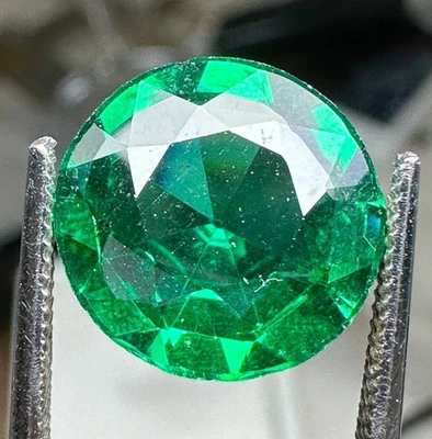 Granada e vidro duplo antigo original 100 anos 5,94 ct redondo 11 mm 🤩 - Imagem 1 de 3