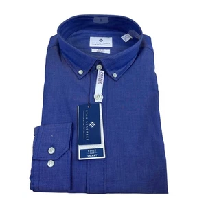 Ryan Seacrest Distinction Mens Blue Long Sleeve Slim Fit Shirt 16.5 34/35 - New - Picture 1 of 8