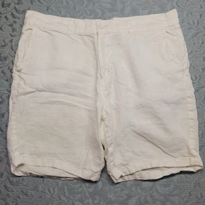 Pantalones cortos para mujer Saks Fifth Avenue talla 34 lino blanco 9" Foto 1 de 4