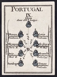 Elvas Alentejo Portugal Carte De Jeu Poilly 1750 - Picture 1 of 1