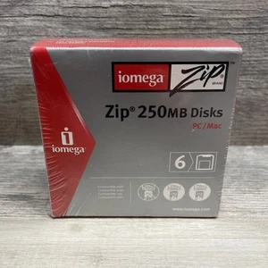 New Sealed Iomega Zip 250MB Disks - Box of 6 PC/ Mac Free Shipping - Afbeelding 1 van 2