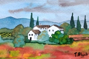 ACUARELA ORIGINAL - Paisaje de la Provenza. - Imagen 1 de 1