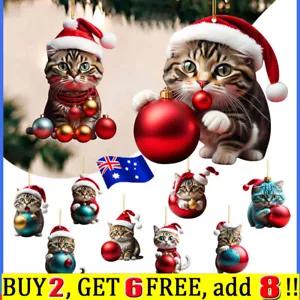 Cute Cartoon Cat-Car Pendant Home Decoration Christmas-Tree Ornament Decor 2D GT - Picture 1 of 27