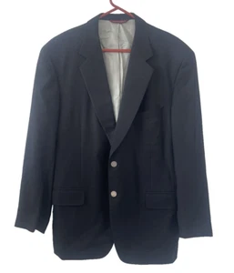 SAMUELSOHN Men's Sports Coat Black Silver Buttons LORO PIANA Wool Size 43 R - Picture 1 of 11