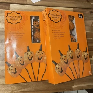 Smiley Pumpkin Face Light 2 Sets 20 pieces Each NOS new 22 Ft Total VTG   - Picture 1 of 6