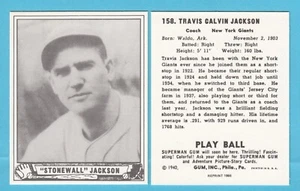 1940 Playball Reprint # 158 Stonewall Jackson-- New York Giants Box 129 - Picture 1 of 1