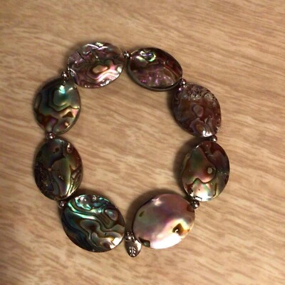 Pulsera con concha de abulón de plata de ley LUC  Foto 1 de 4