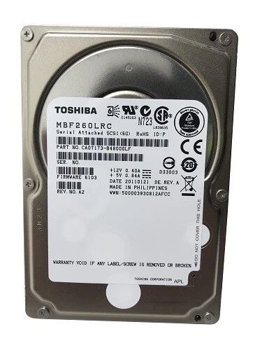 Toshiba MBF260LRC 600Gb 10000RPM SAS-II 6.0Gbps 2.5-Inch Enterprise Hard Drive - Image 1 of 1