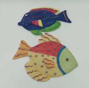 2 Tropical Fish Wall Art Clay Art Style Beach House,Ocean Nautical Decor 8"× 6" - Picture 1 of 15