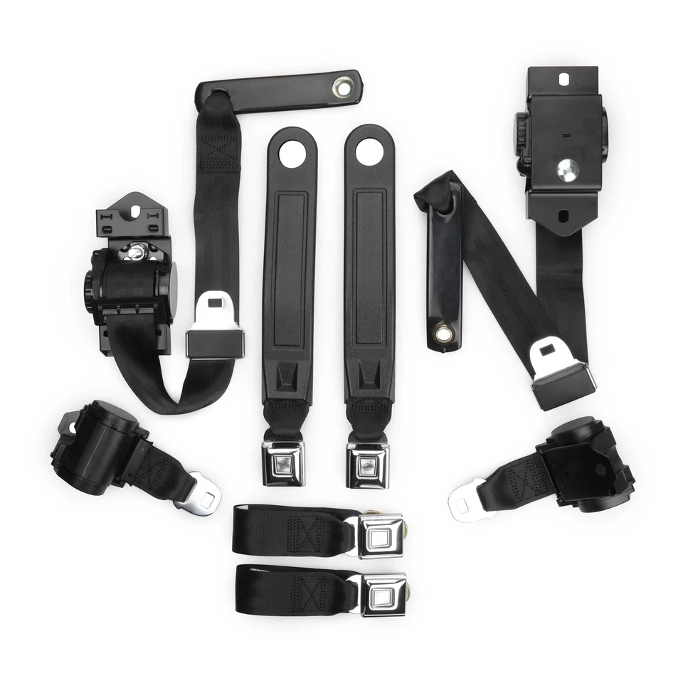 1974-81 Chevrolet Camaro Black Pushbutton Retractable Seat Belt Kit - Image 1 of 2